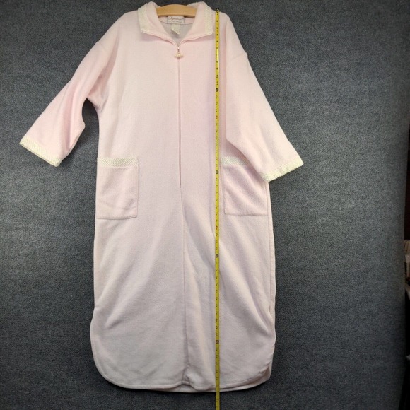 Signature II by Stan Herman Women's Zip Up Fleece Fuzzy Robe Pink Actual 49x55 - Picture 12 of 13